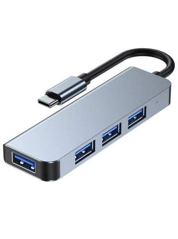 TechProtect 4in1 Multifunktionsadapter HUB V1 USB-C – 3x USB-A 2.0 / USB-A in Grau