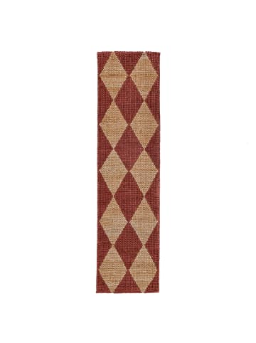 KADIMA DESIGN Teppich Jute Flachgewebe Rauten Muster, Wohnzimmer in Terrakotta