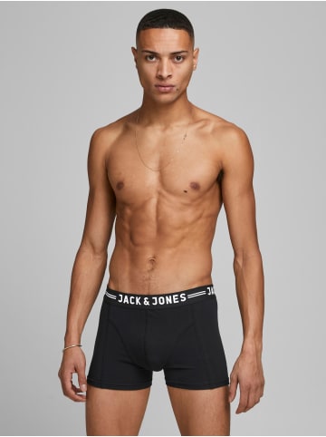 Jack & Jones Set 3er Pack Sense Trunks Boxershorts Stretch Unterhose in Schwarz-Schwarz