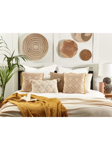 Beliani Dekokissen LYCROIS in Gelb/Weiß/Braun - (W) 45 x (H) 10 x (L) 45 cm