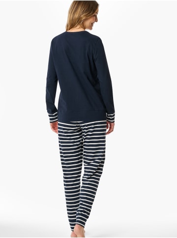 Schiesser Pyjama lang - Casual Essentials in Dunkelblau