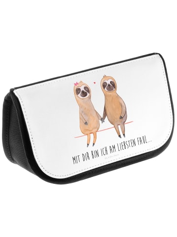 Mr. & Mrs. Panda Reise Kosmetiktasche Faultier Pärchen mit Spruch in Weiß