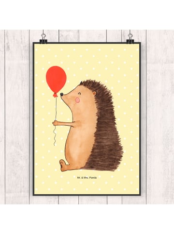 Mr. & Mrs. Panda Bild Igel Luftballon ohne Spruch in Gelb Pastell