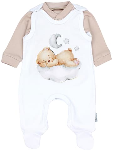 TupTam Baby Unisex Strampler-Set mit Aufdruck Spruch 2-tlg in weiß/beige