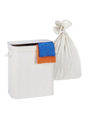 relaxdays Wäschekorb in Weiß - (B)52 x (H)63 x (T)32 cm