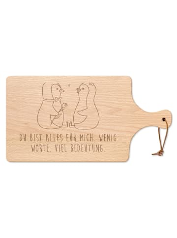 Mr. & Mrs. Panda Frühstücksbrettchen Pinguin Pärchen mit Spruch in Transparent