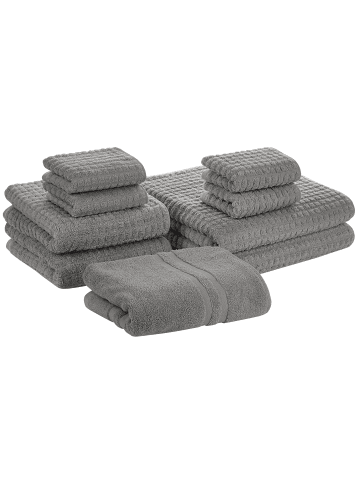 Beliani 9er-Set Handtuch ATAI in Grau