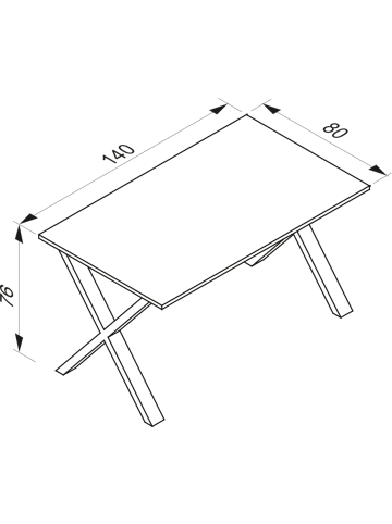 VCM  Premium Holz Esstisch Küchentisch Xona X 140x80 in Weiß / Sonoma-Eiche