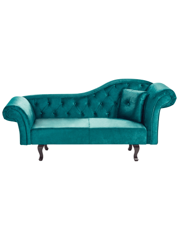 Beliani Chaiselongue LATTES in Grün/Dunkler Holzfarbton - (W) 192 x (H) 81 x (L) 59 cm