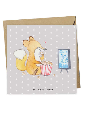 Mr. & Mrs. Panda Klappkarte Fuchs Filme gucken ohne Spruch in Grau Pastell