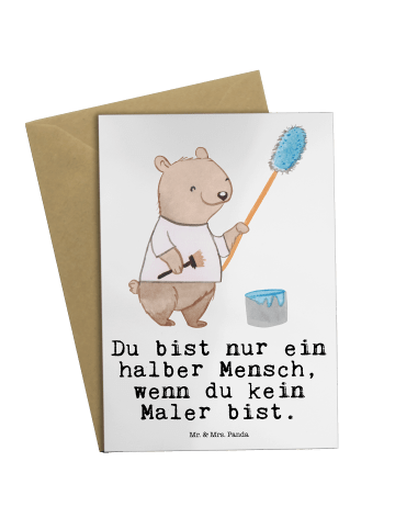 Mr. & Mrs. Panda Grußkarte Maler Herz mit Spruch in Weiß