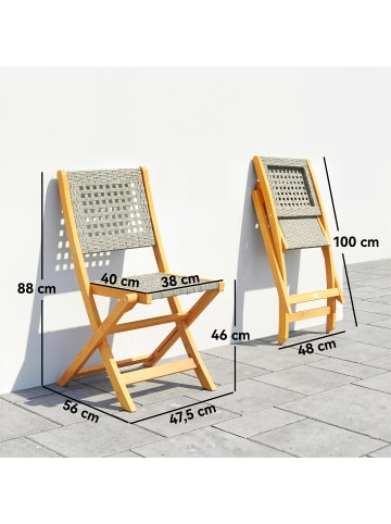 Outsunny Gartenstuhl Set in Grau 56L x 47,5B x 88H cm