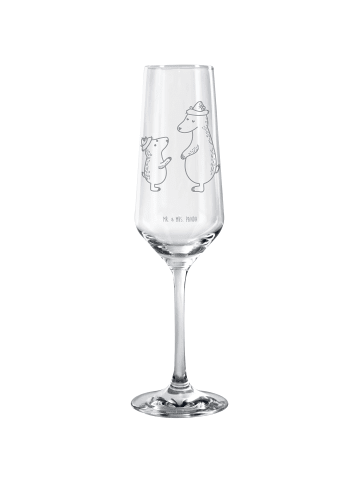 Mr. & Mrs. Panda Sektglas Bären mit Hut ohne Spruch in Transparent