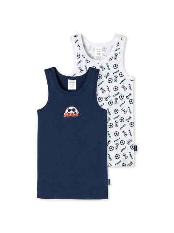 Schiesser Unterhemd 2er Pack in Blau/Weiß - Fußball