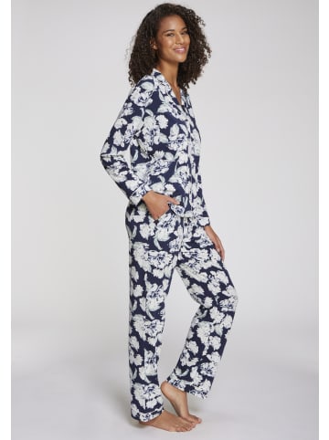 LASCANA Pyjama in blau-gemustert