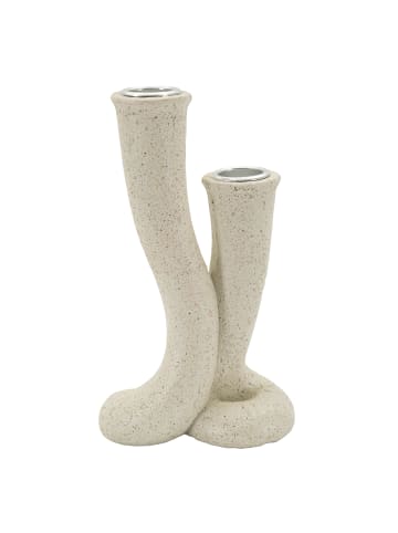 Mauro Ferretti Kerzenhalter aus cremefarbenem Metall, 10 x 6,5 x 17,5 cm