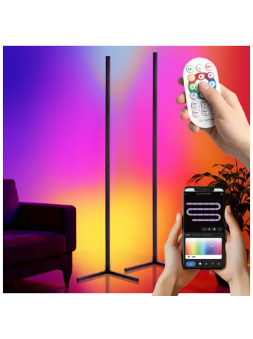 tectake LED-Stehleuchte, Musikmodus, 16 Mio. Farben, über 200 Lichteffekte