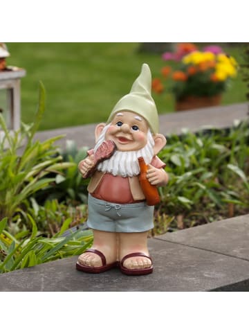 MARELIDA Gartenzwerg mit Bier Gartenfigur H: 23cm in bunt