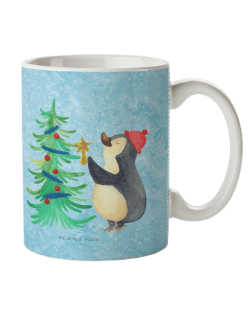 Mr. & Mrs. Panda Kindertasse Pinguin Weihnachtsbaum ohne Spruch in Eisblau