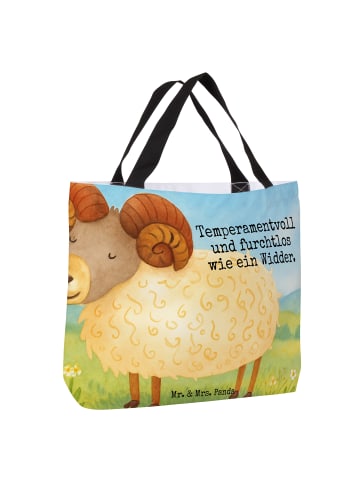 Mr. & Mrs. Panda Tote Bag Sternzeichen Widder Design mit Spruch in Weiß