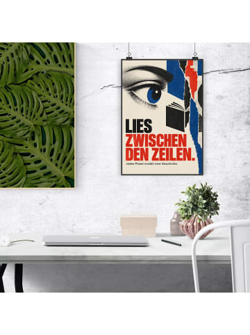 Poster Auge aufmerkMensch Design mit Spruch in Weiß