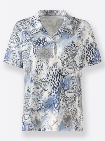 WITT WEIDEN Poloshirt in eisblau-hellgrau-bedruckt