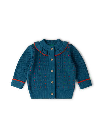 Little Green Radicals Kuschelige Strickjacke mit Rüschen in Blau