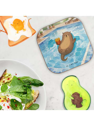 Mr. & Mrs. Panda Bierdeckel Otter Schwimmbad Pommes Design ohne ... in Weiß