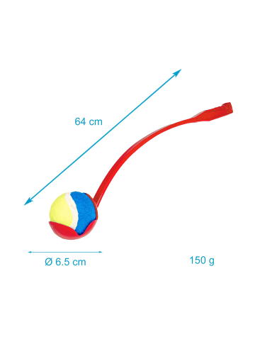 Intirilife Hunde Ballschleuder Ballwurfstab in Rot