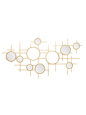 Mauro Ferretti Geometrischer Wandspiegel aus goldfarbenem Metall, 117 x 4,5 x 61 cm