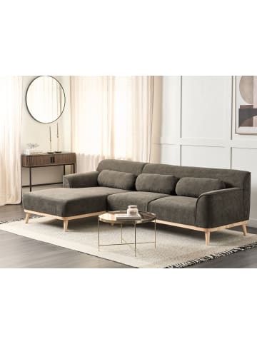 Beliani Ecksofa SIMOS in Grün/Braun - (W) 264 x (H) 80 x (L) 159 cm rechtsseitig