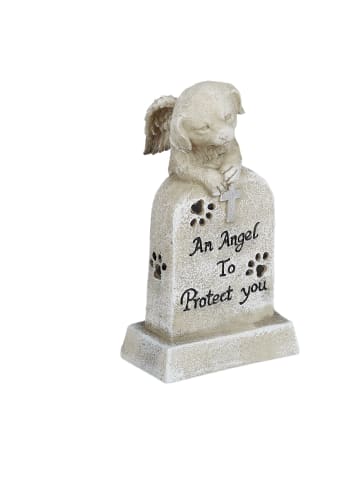 relaxdays Grabschmuck "Hund" in Creme - (B)10,5 x (H)20 x (T)10 cm