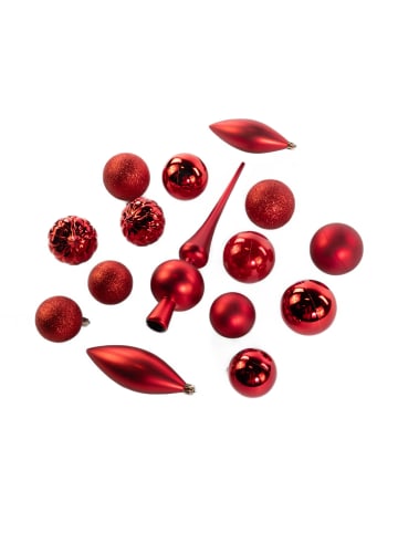 Home&Styling Collection Weihnachtskugel-Set mit Baumspitze in Rot, 6 x 30,2 x 32,2 cm