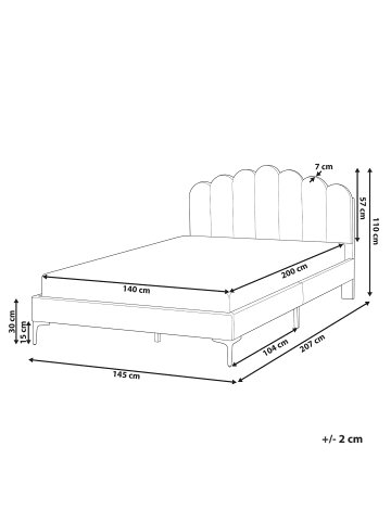 Beliani Doppelbett SAUVIAN in Weiß/Gold - (W) 145 x (H) 98 x (L) 207 cm