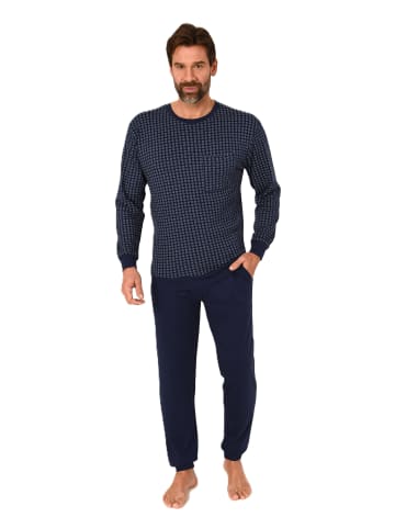 NORMANN Schlafanzug lang Pyjama Bündchen Kuschel interlock - 86874 in anthrazit