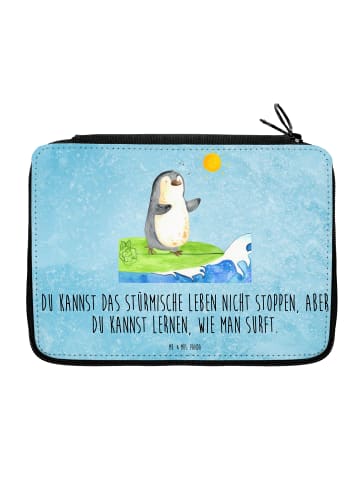 Mr. & Mrs. Panda Federmappe Pinguin Surfer mit Spruch in Eisblau