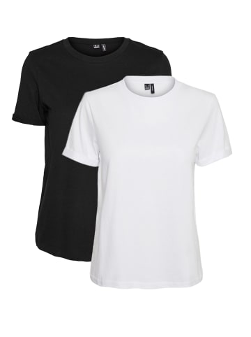 Vero Moda 2er Pack Basic T-Shirt VMPAULA in Weiß-Schwarz