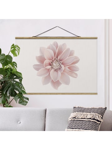 WALLART Stoffbild - Dahlie Blume Pastell Weiß Rosa in Creme-Beige