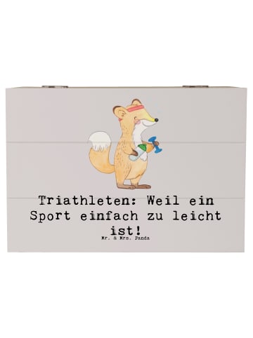 Mr. & Mrs. Panda Schatulle Triathlon Helden mit Spruch in Grau Pastell