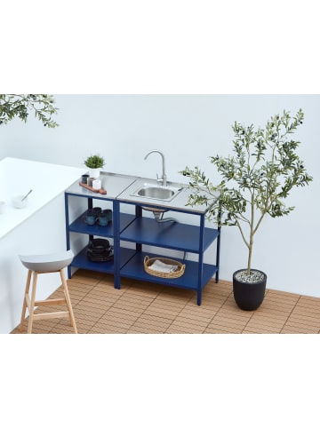 Beliani Gartenküche VILAMA in Blau/Silber - (W) 80 x (H) 90 x (L) 50 cm