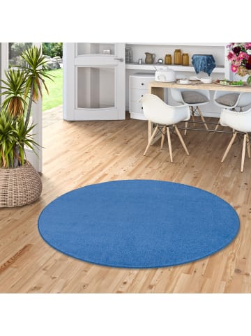 Snapstyle Velours-Teppich Joy Rund in blau