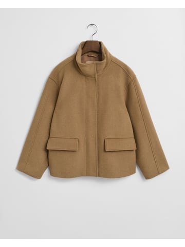 Gant Kurze Reißverschlussjacke aus Wolle in Warm Khaki