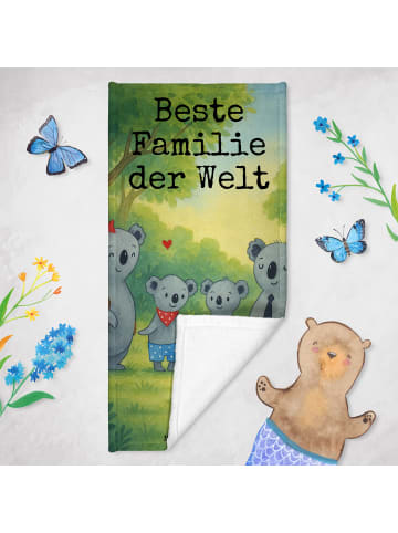 Mr. & Mrs. Panda Badhandtuch Koala Familie zwei Design mit Spruch in Grau Pastell