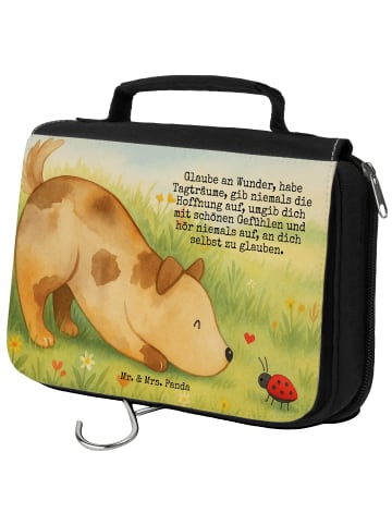 Mr. & Mrs. Panda Kulturtasche Hund Marienkäfer Design mit Spruch in Weiß