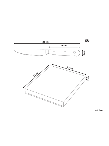 Beliani 7-tlg Küchenmesser-Set NAGANO in Braun