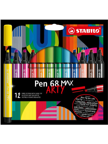 STABILO Fasermaler Pen 68 Max Keilspitze Etui Arty Packung mit 12 Stifte