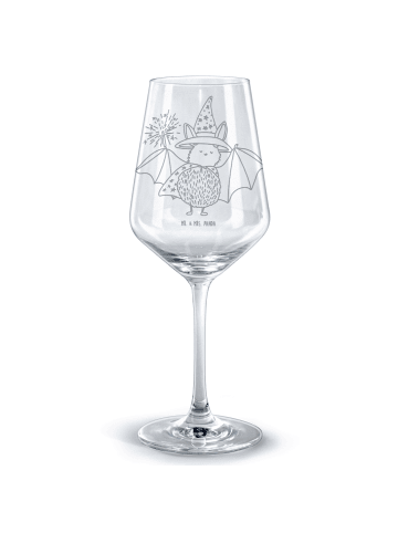 Mr. & Mrs. Panda Glas Rotwein Fledermaus Zauberer ohne Spruch in Transparent