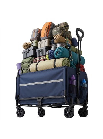 relaxdays Bollerwagen in Blau - (B)50 x (H)97 x (T)76 cm