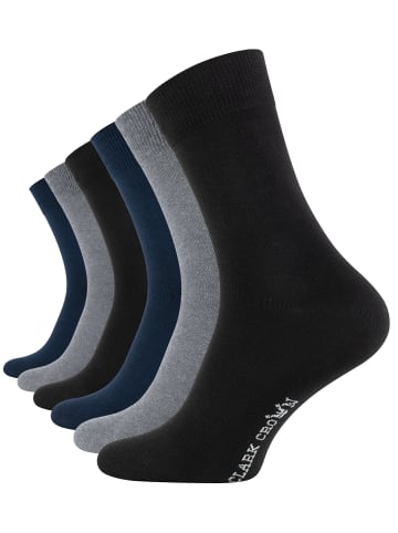 Clark Crown® Bio-Baumwoll Socken 6 Paar in schwarz, grau, blau