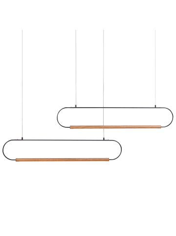 Beliani Pendelleuchten LOGONE in Schwarz/Braun - (W) 123 x (H) 213 x (L) 10 cm